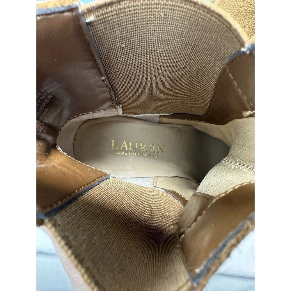 Lauren Ralph Lauren Women Marianna Block Heel Chelsea Boots Size US 6.5 Brown